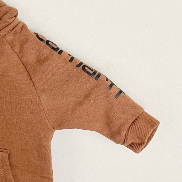 Carhartt Fleece Full-Zip Coveralls Brown Hooded Onesie Kids Baby size 3M - Picture 5 of 10